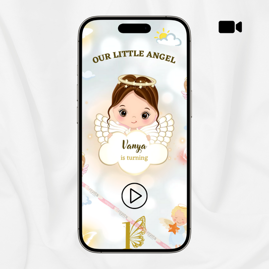 Angel Theme Kids Birthday Video Invite