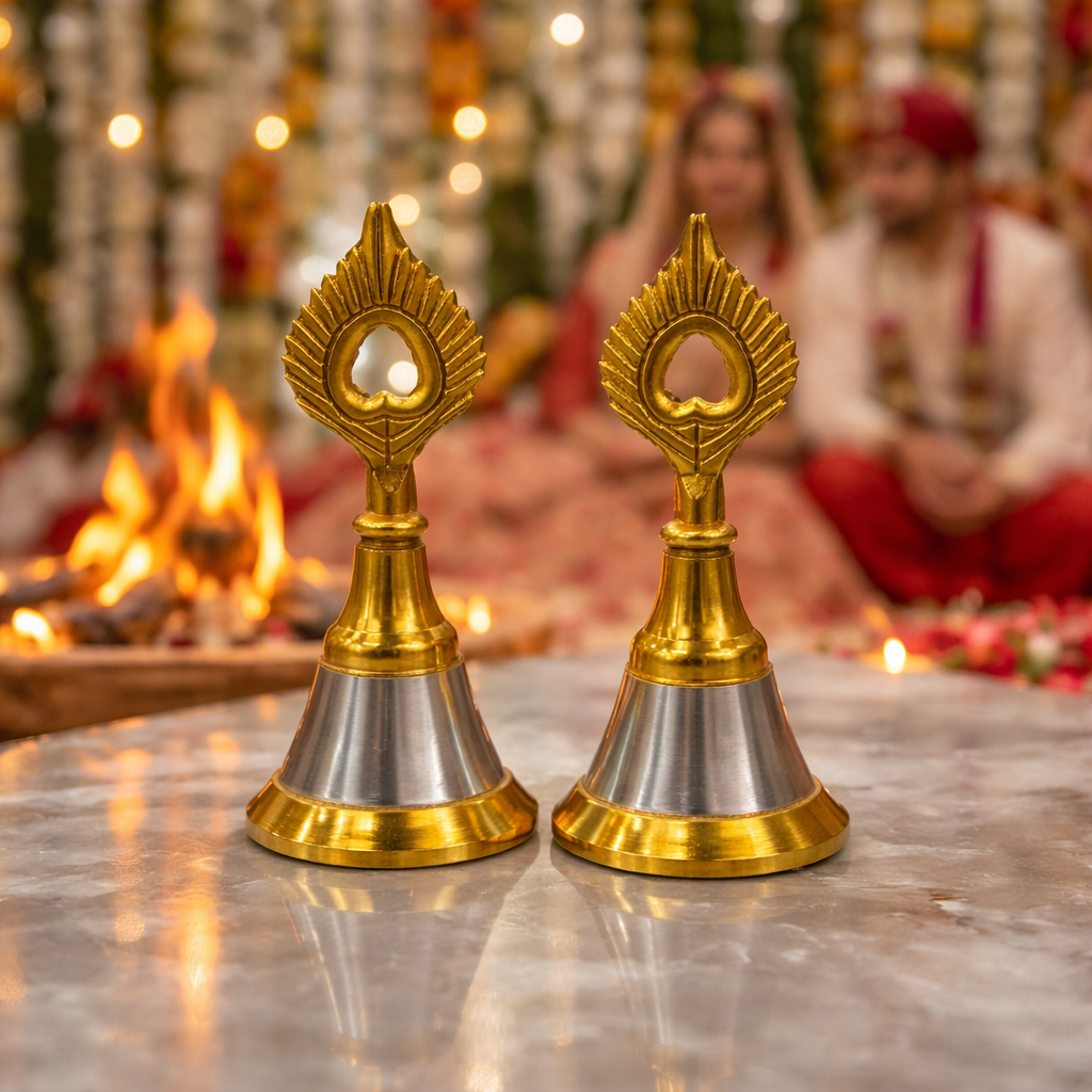 Wedding Phere Bell for Indian Wedding Rituals – Brass Hand Bell for Saat Phere Ceremony