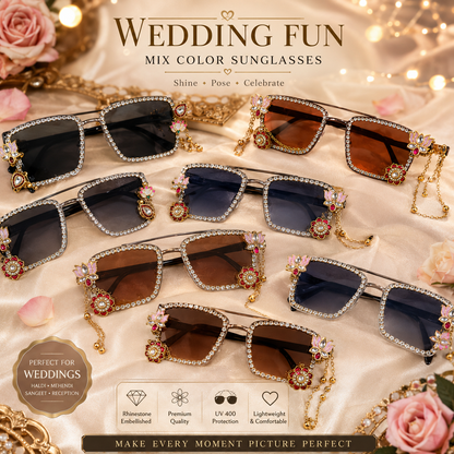 Kashmiri Bridal Sunglasses for Wedding Fun | Haldi, Mehendi & Sangeet Goggles