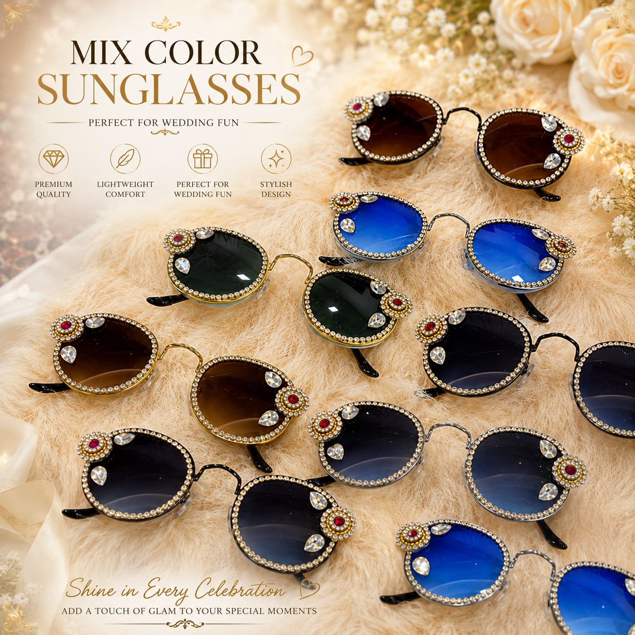 Baraati Wedding Fun Sunglasses for Wedding & Haldi | Designer Party Goggles | Nyota