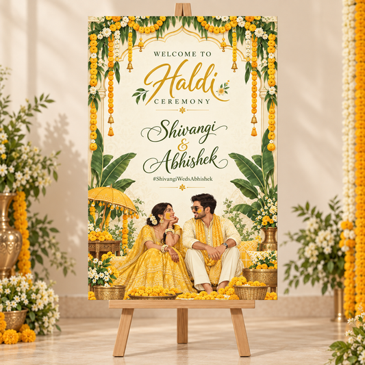Personalised Haldi Welcome Board Sunboard
