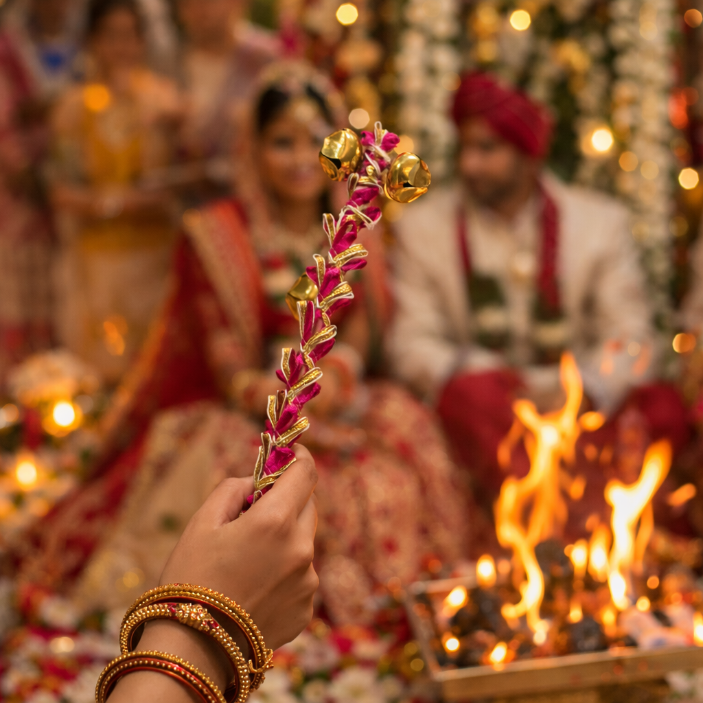 Wedding Phera Bell Sticks – Traditional Indian Wedding Phere Ghanti Sticks for Wedding Rituals