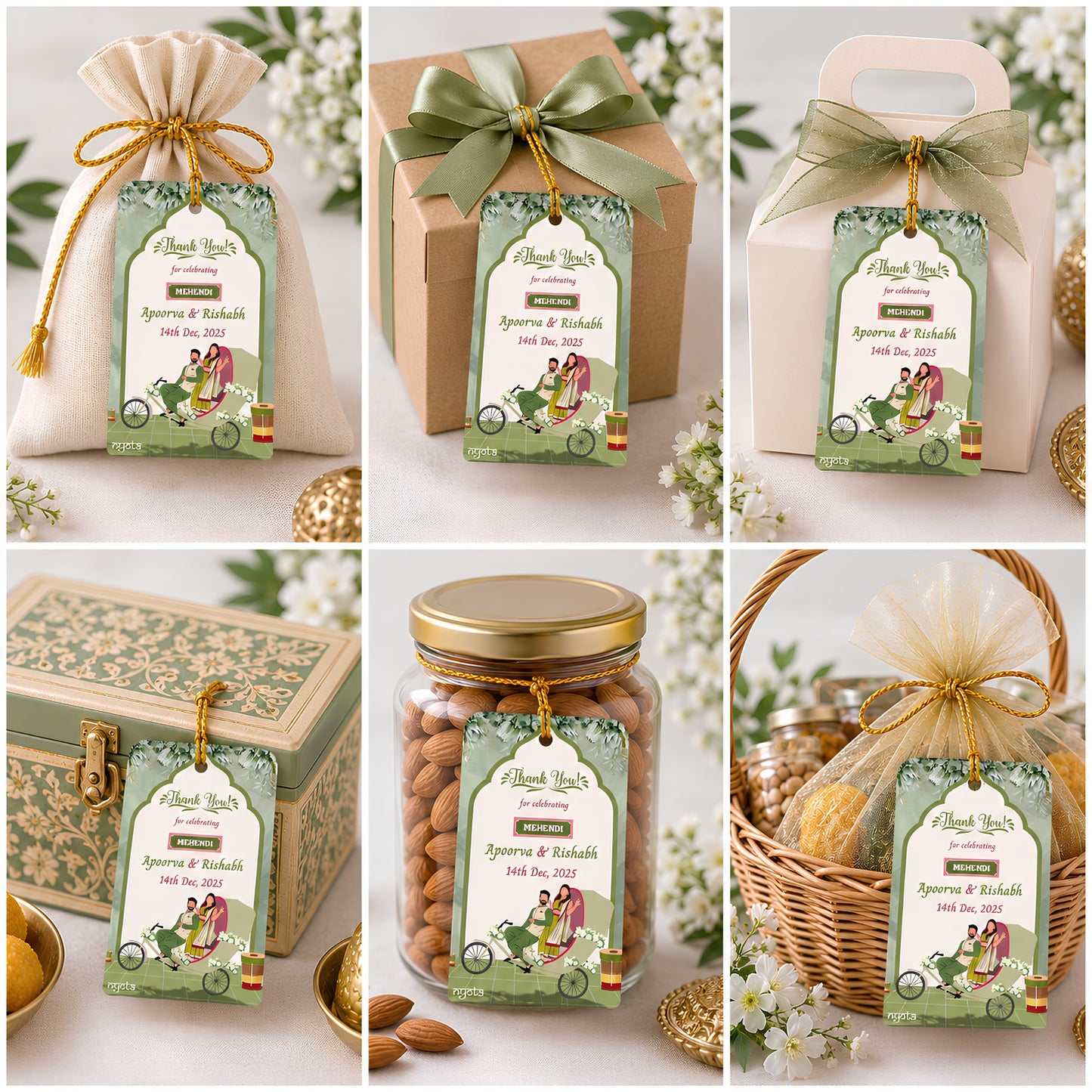 Mehendi Green Thank You Gift Tag