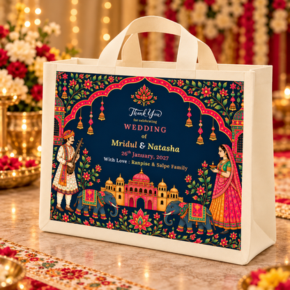 Personalized Wedding Gift Bag Royal Wedding Theme | Premium Return Gift Hamper Bag for Indian Weddings