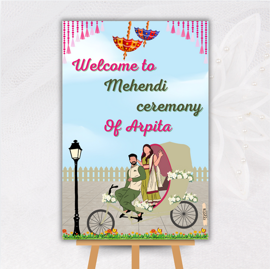 Green Customised Mehendi Welcome Board