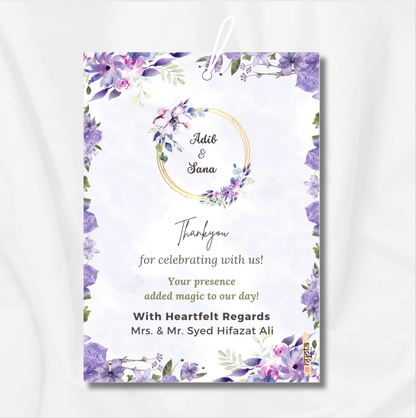 Elegant Purple Wedding Thank You Gift Tag