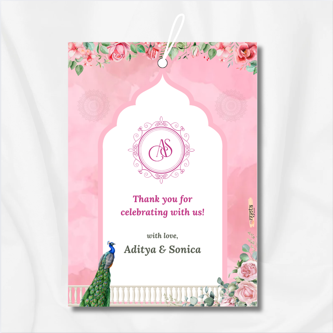 Dreamy Pink Wedding Thank You Gift Tag