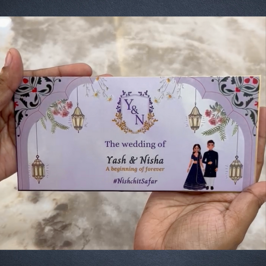 Customised Wedding Shagun Envelope - Lavendar