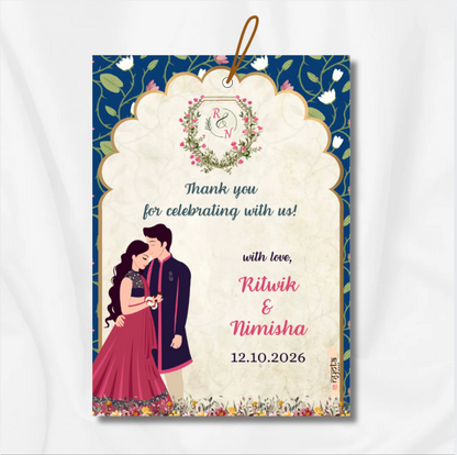 Printed Indian Wedding Royal Thank You Tag