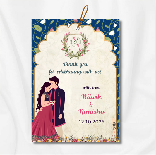 Printed Indian Wedding Royal Thank You Tag