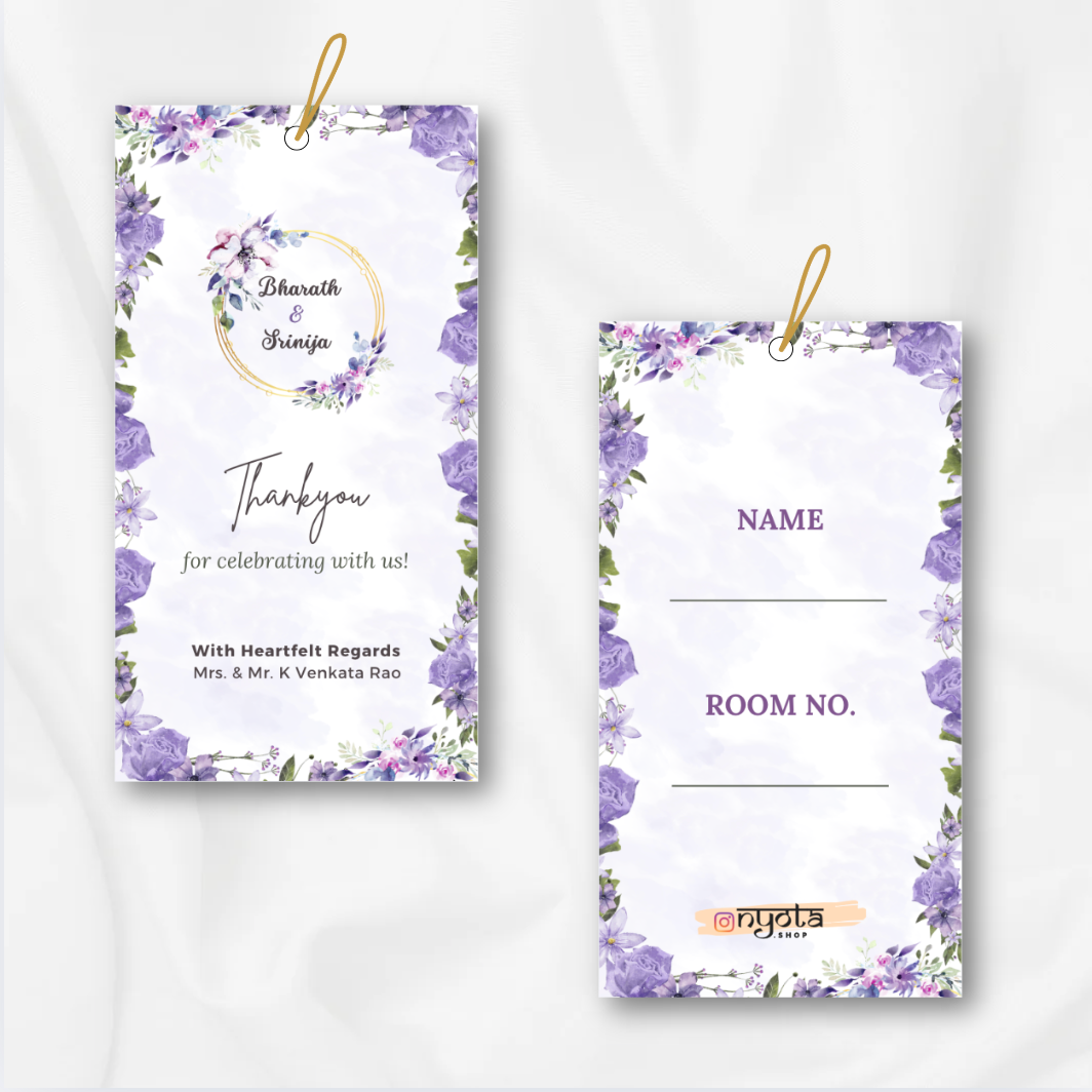 Elegant Purple Wedding Luggage Tag