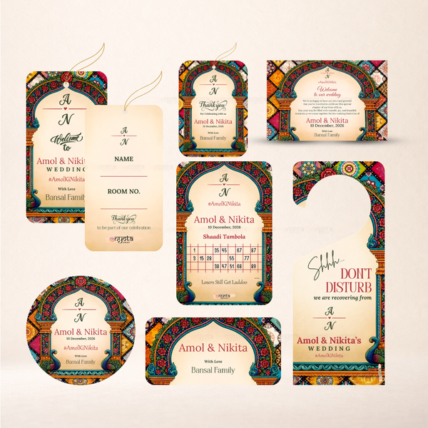 Royal Mandap Customized Round Wedding Sticker