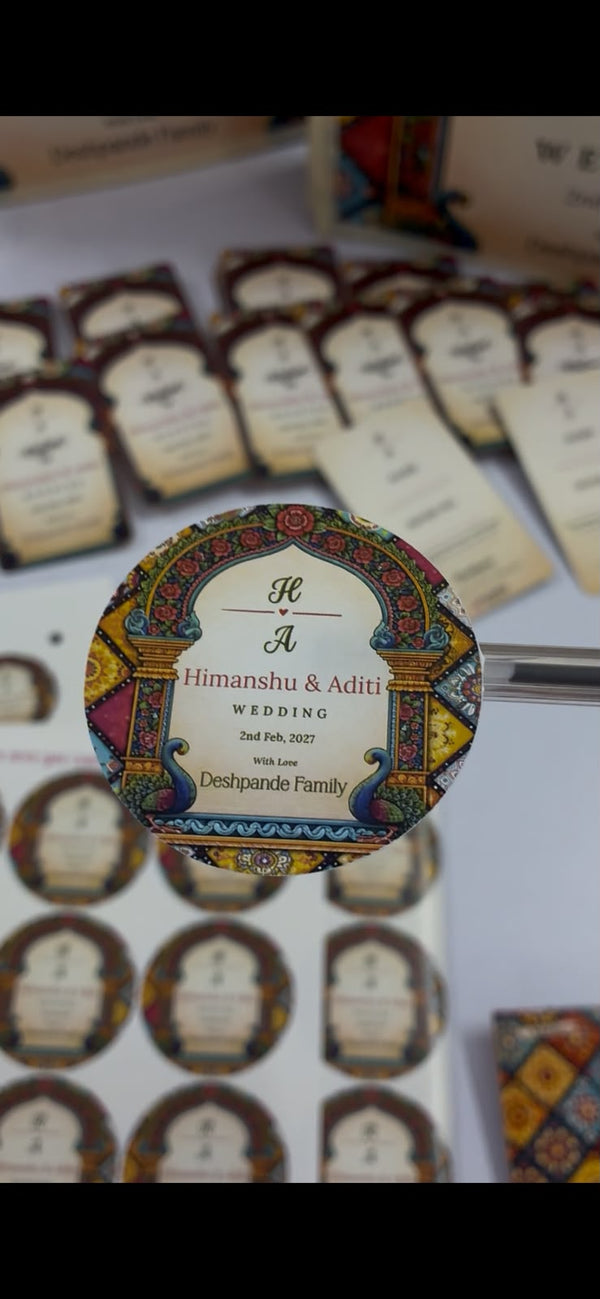 Royal Mandap Customized Round Wedding Sticker