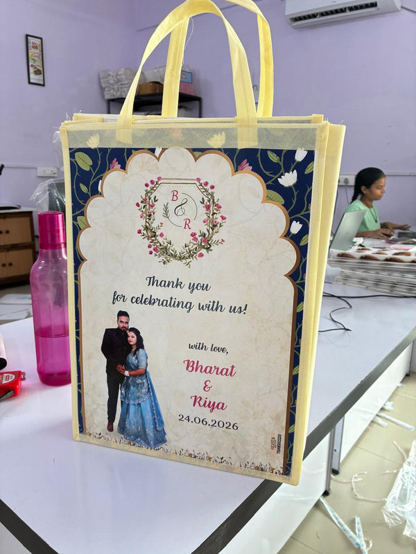 Personalized Wedding Gift Bag | Indian Wedding Royal Return Gift Bag with Couple Names & Date