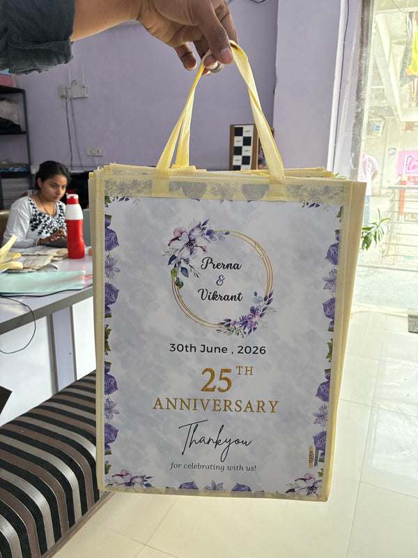 Personalized Wedding Welcome Tote Bag | Custom Wedding Thank You Gift Bag for Guests | Floral Return Gift Bag with Couple Names & Date