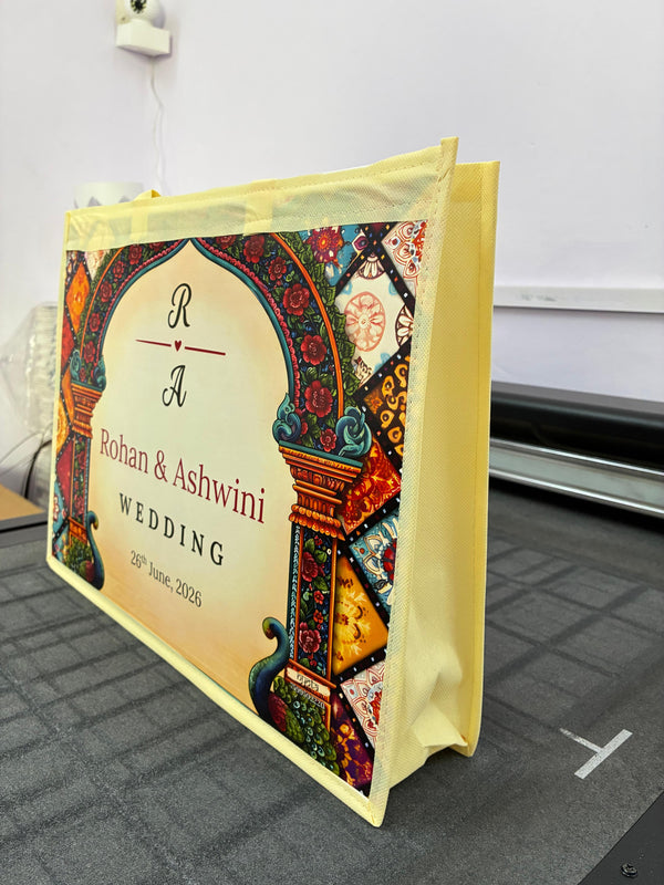 Personalized Wedding Gift Bag Royal Mandap Theme | Premium Return Gift Hamper Bag for Indian Weddings