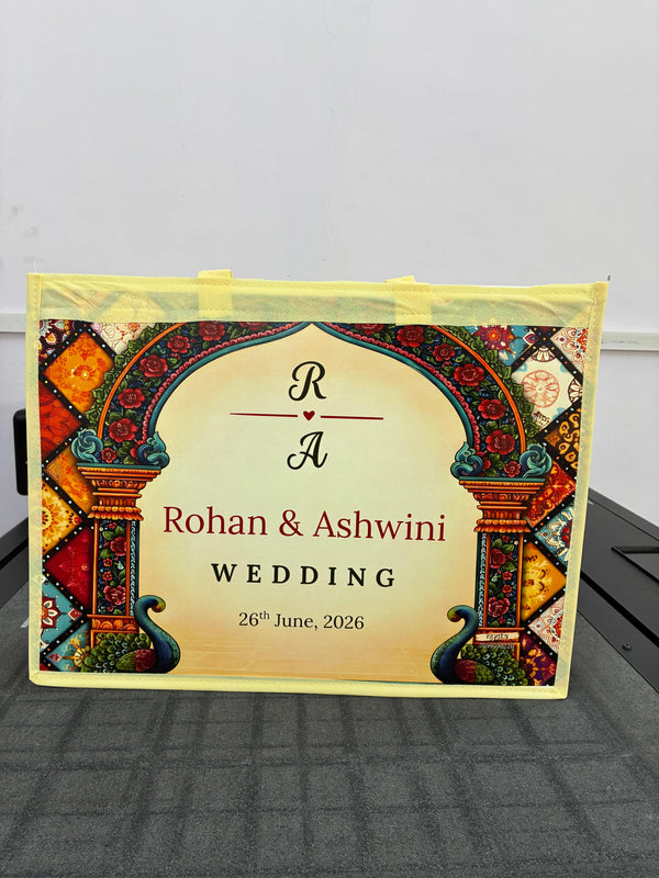 Personalized Wedding Gift Bag Royal Mandap Theme | Premium Return Gift Hamper Bag for Indian Weddings