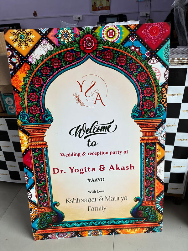 Customised Name Wedding Welcome Board Royal Mandap