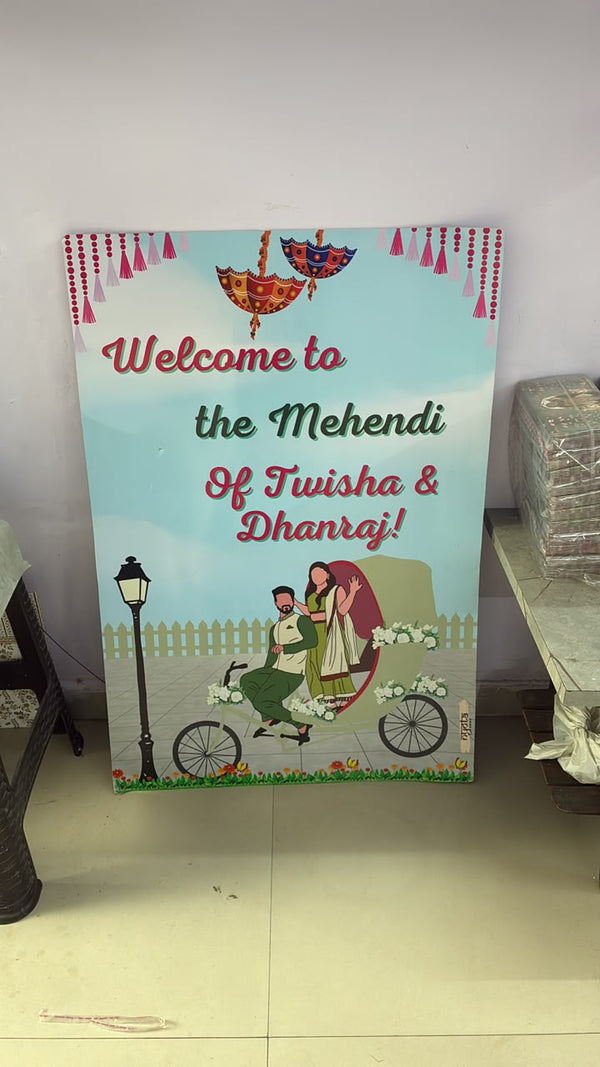Green Customised Mehendi Welcome Board
