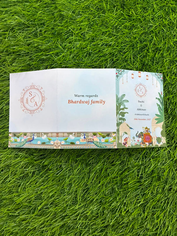 NYOTA Royal Mandap Theme Tri-Fold Wedding Itinerary Card | Personalized Indian Wedding Schedule Card | Luxury Wedding Stationery | Custom Wedding Program
