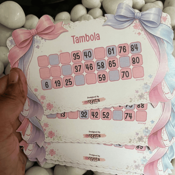 NYOTA Baby Shower Activity Kit | Complete Baby Shower Games Bundle with Baby Prediction Cards, Mom vs Dad Game, Baby Shower Tambola & Fingerprint Voting Board | Personalized Party Kit