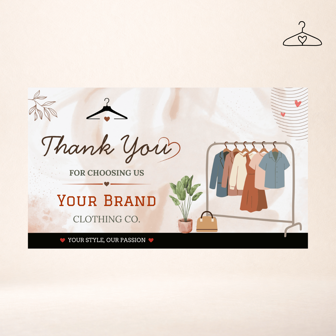 Premium Clothing Thank You Cards | Small Business Packaging Insert | 3.5x2.25 Inch