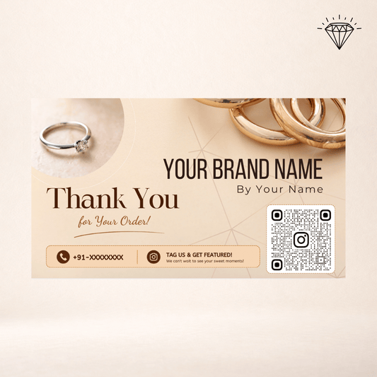 Jewellery Thank You Cards | Small Business Packaging Insert | 3.5x2.25 Inch