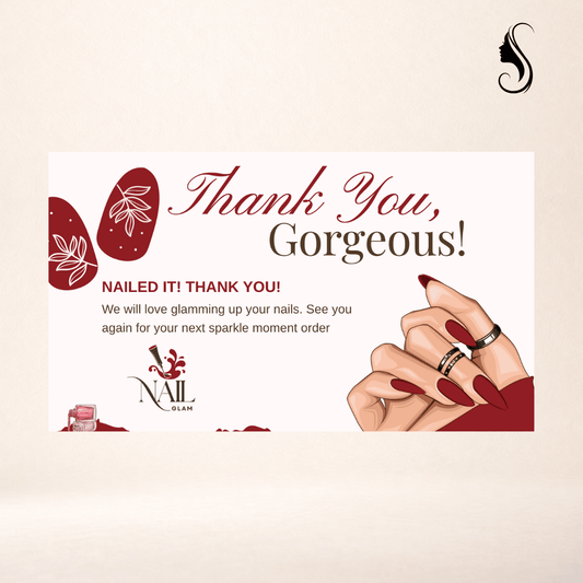 Nail Artist Thank You Cards | Small Business Packaging Insert | 3.5x2.25 Inch