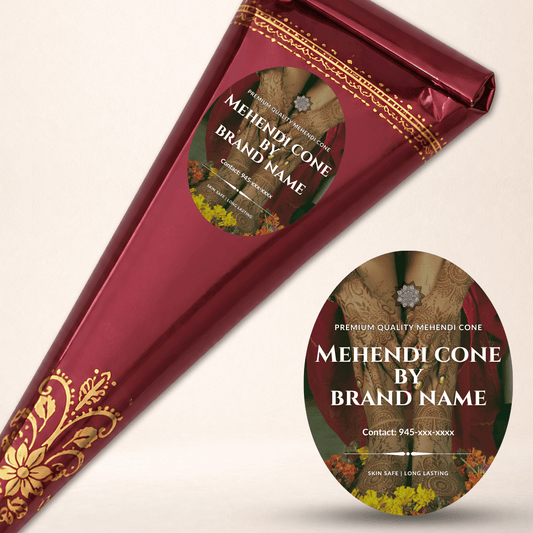 Mehndi Cone Sticker Printing Online | Oval Shape